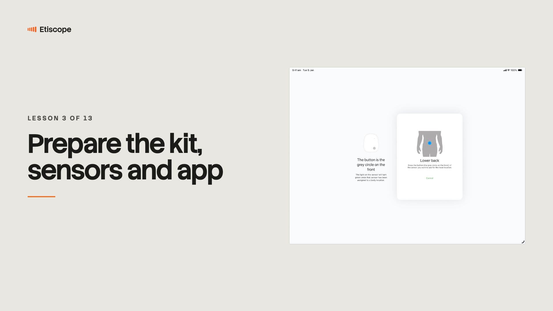 Video poster for lesson 3, Prepare the kit, sensors and app