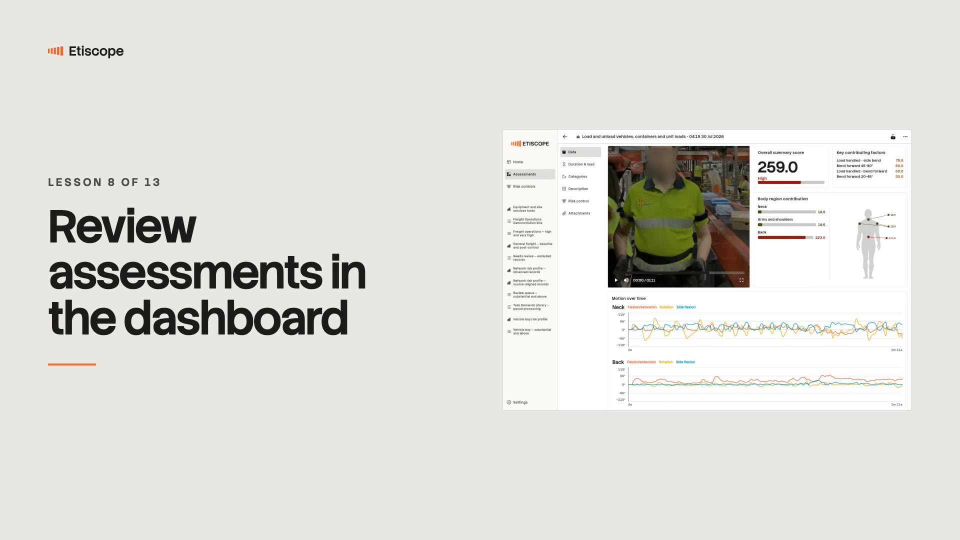 Video poster for lesson 8, Review assessments in the dashboard